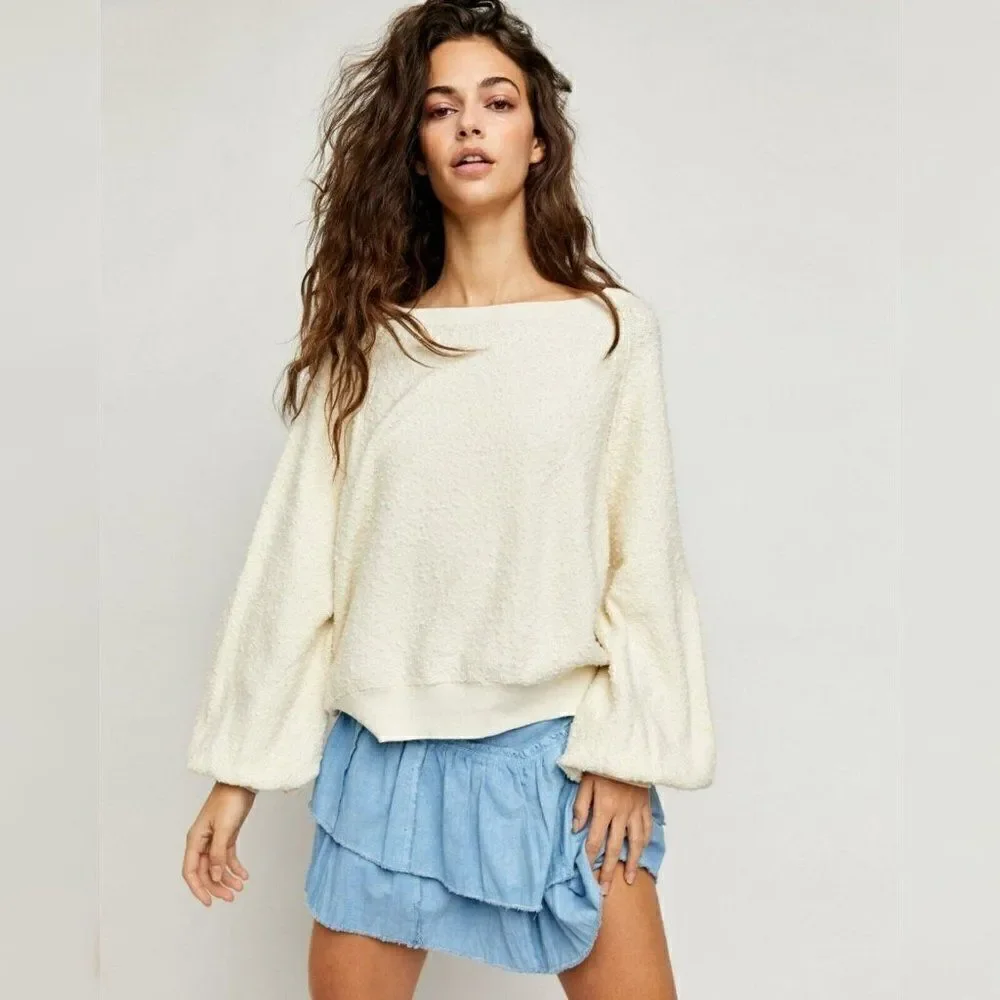 NWT Free People Women's - L -‎ Found My Friend Pullover - Cream - Sweater…
